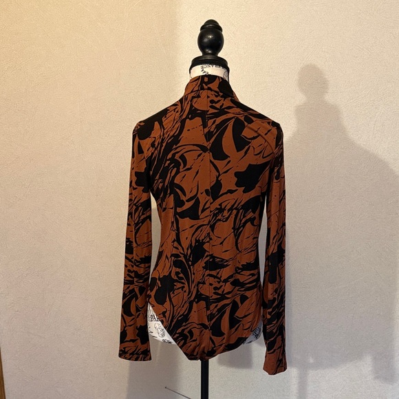 Brown and Black Long Sleeve Turtleneck Bodysuit - Picture 3 of 6